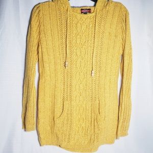 E.Land Knit Sweater Hooded Yellow Womens